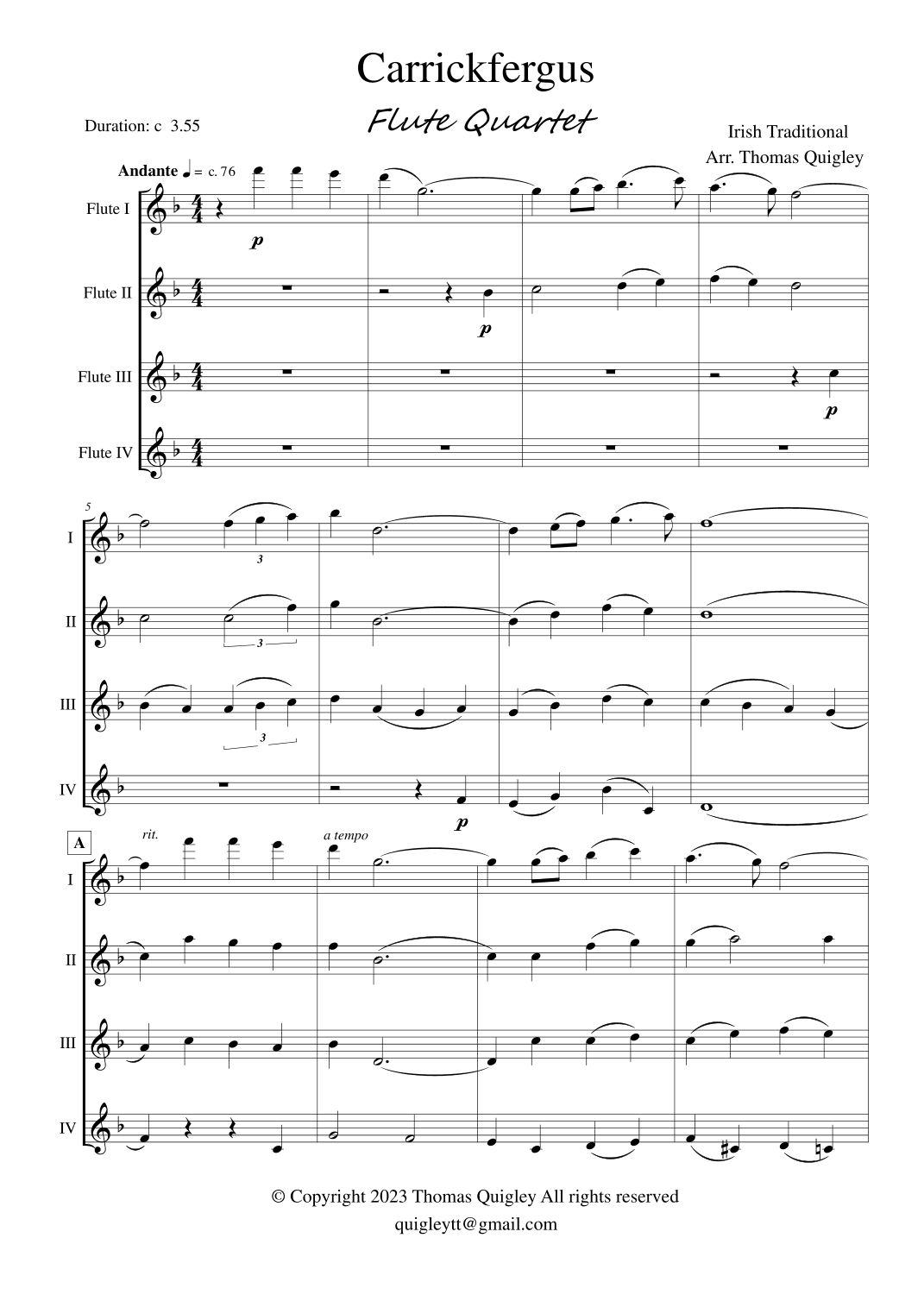 Carrickfergus (arr. Thomas Quigley)