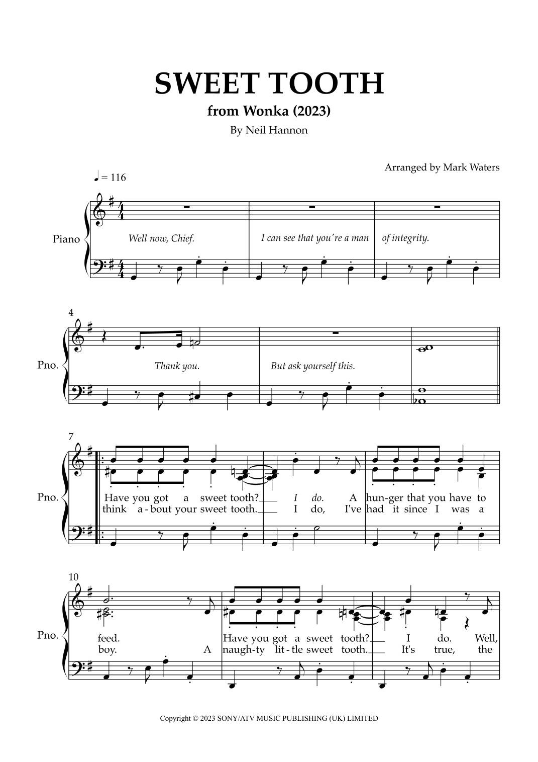 Sweet Tooth (arr. Mark Waters)