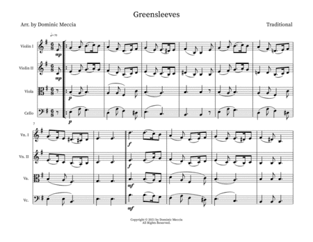 Greensleeves (arr. Dominic Meccia)