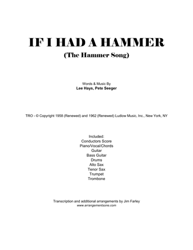 If I Had A Hammer (the Hammer Song) (arr. Jim Farley www.arrangementsone.com)