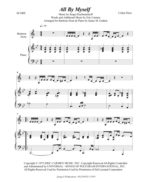 All By Myself (arr. James M. Guthrie, ASCAP)