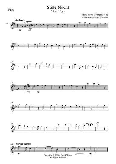 Stille Nacht, for Flute Trio (arr. Nigel Williams)