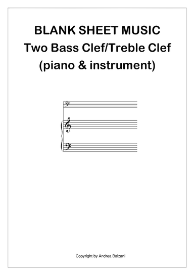 Blank Sheet Music Two Bass Clef & Treble Clef