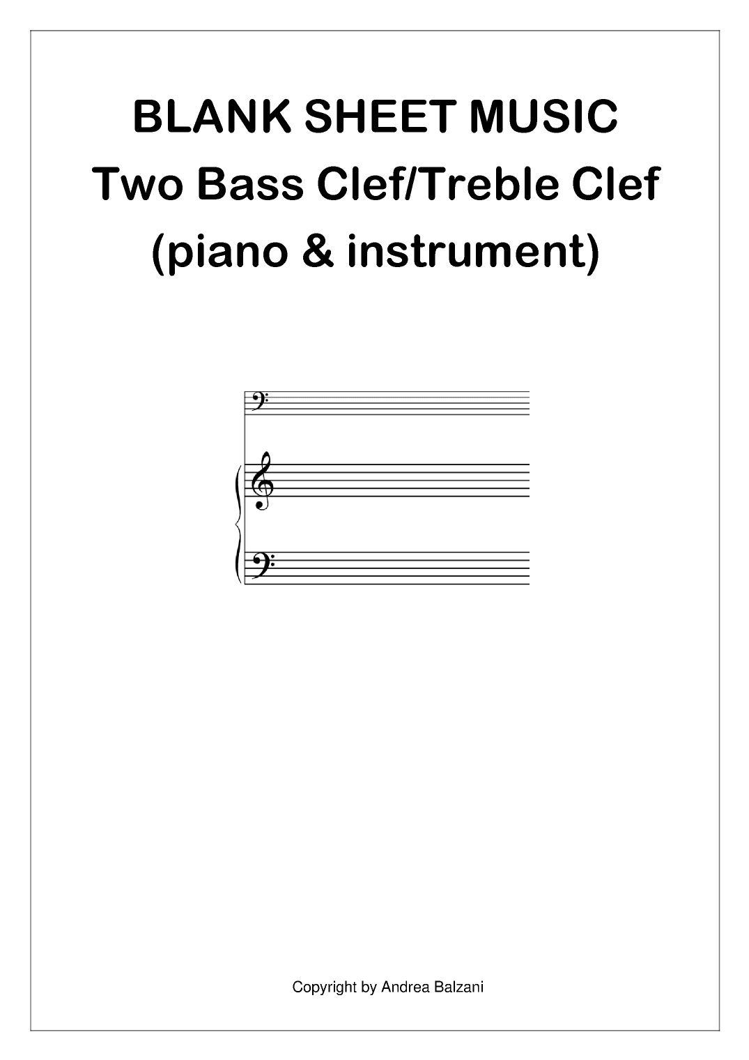 Blank Sheet Music Two Bass Clef & Treble Clef