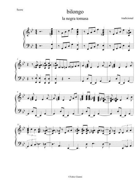 bilongo (arr. pianoplayer)