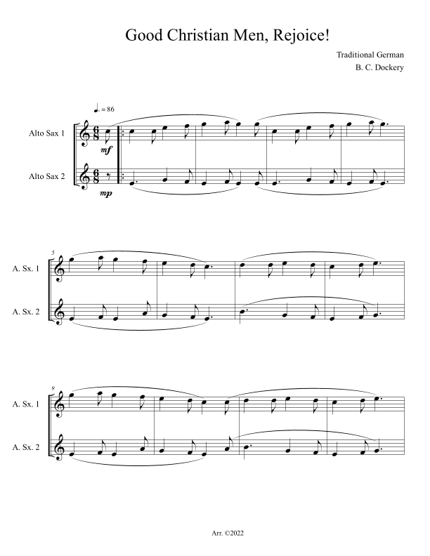 Good Christian Men, Rejoice! (Alto Sax Duet) (arr. B. C. Dockery)