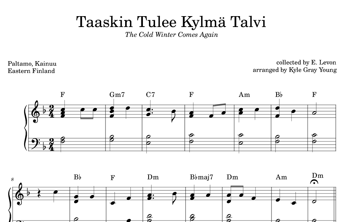 Taaskin Tulee Kylmä Talvi (The Cold Winter Comes Again) (piano solo) (arr. Kyle Gray Young)