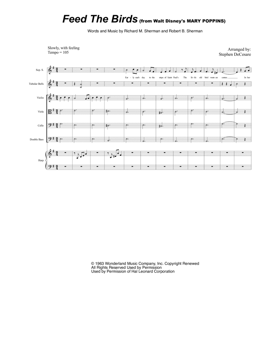 Feed The Birds (tuppence A Bag) (arr. Stephen DeCesare)
