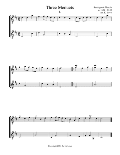 Three Menuets (Guitar Duo) (arr. Kevin Love)