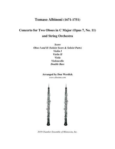 Concerto for Two Oboes in C Major, Op. 7 No. 11 and String Orchestra (arr. Don Werdick (1946 - ))