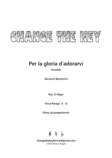 Per la gloria d'adorarvi - G Major (arr. Sharyn Rogers)