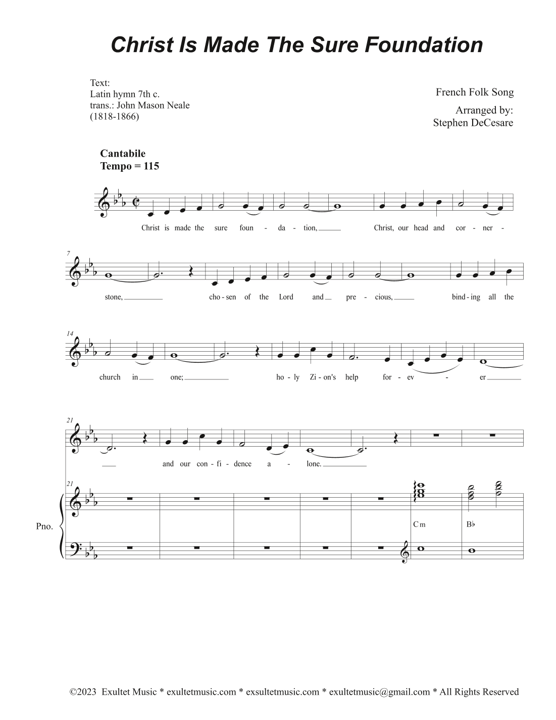 Christ Is Made The Sure Foundation (Vocal solo) (arr. Stephen DeCesare)