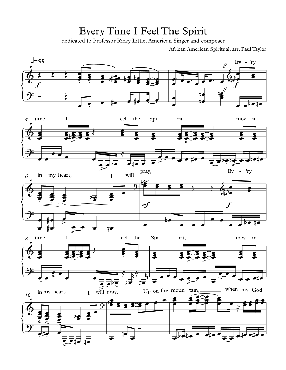 Every Time I Feel The Spirit (arr. Paul Taylor)