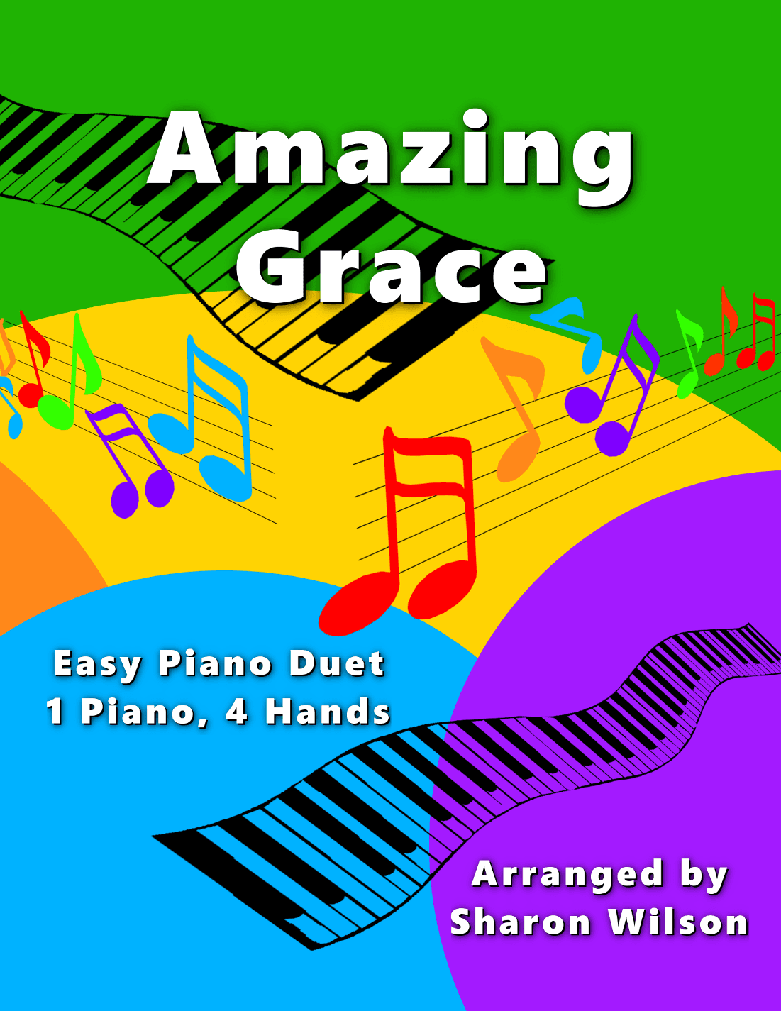 Amazing Grace (Easy Piano Duet, 1 Piano, 4 Hands) (arr. Sharon Wilson Music)