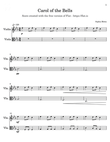 Carol of the Bells (arr. Sophia Motta)