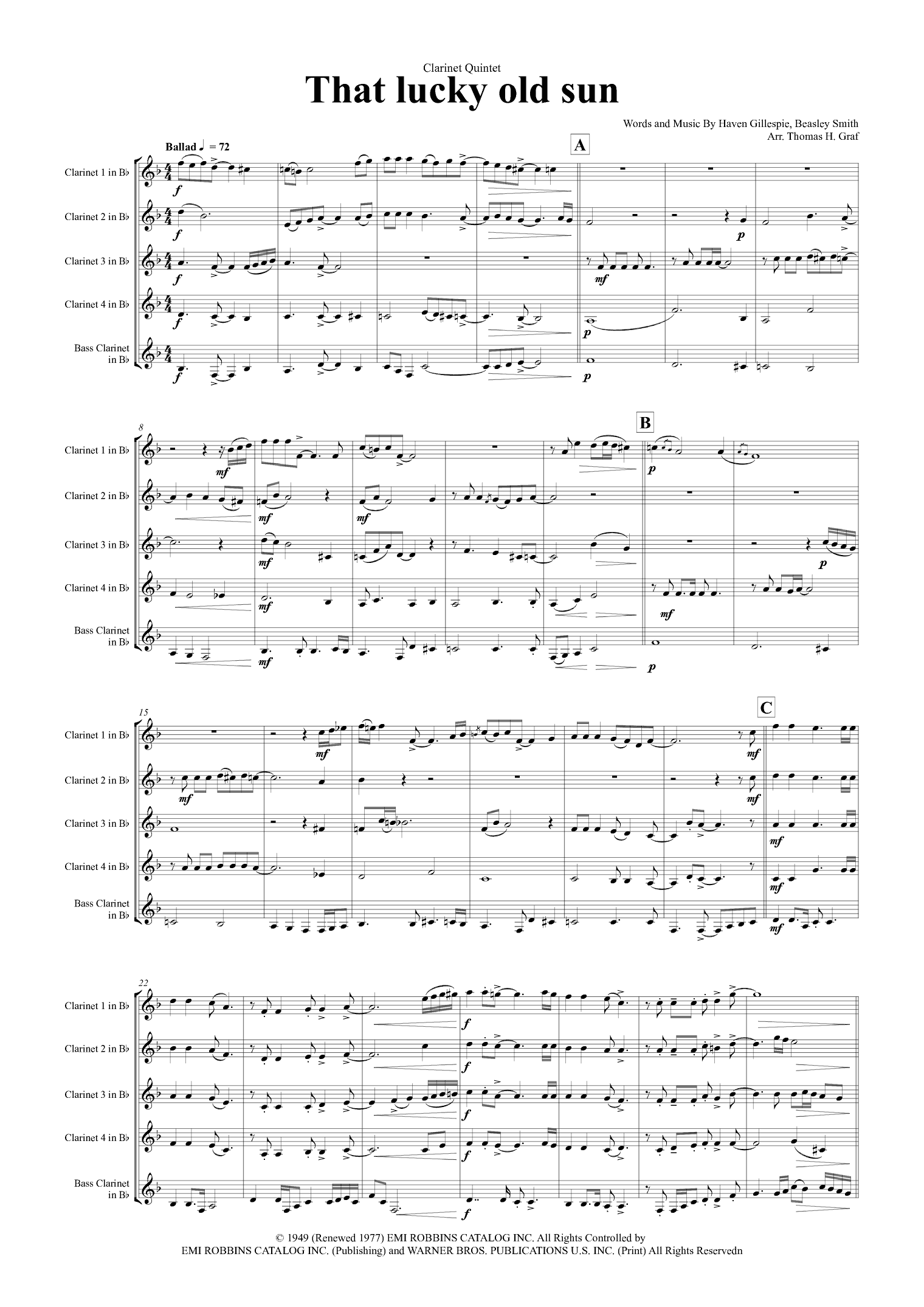 That Lucky Old Sun (arr. Thomas Graf)