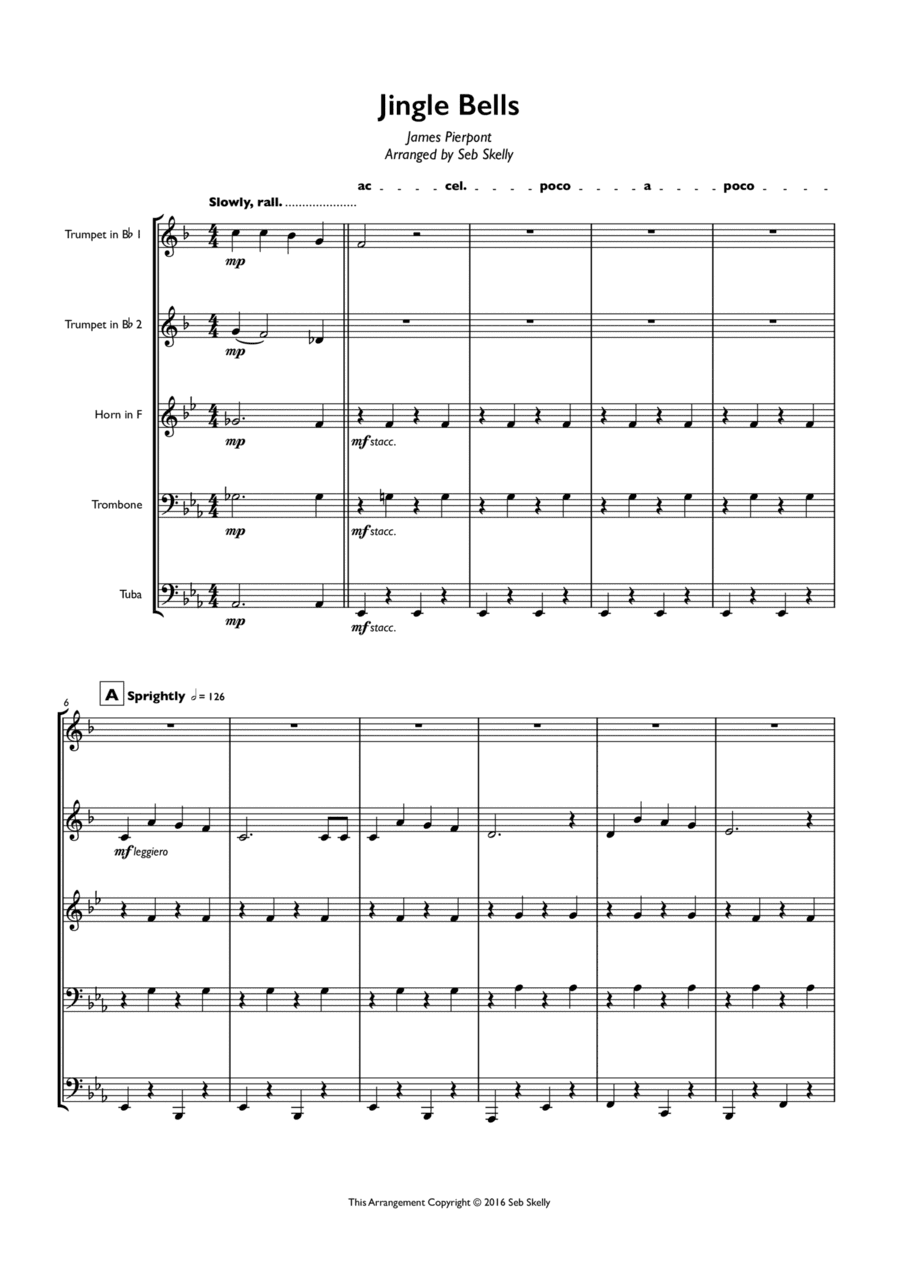 Jingle Bells (Swing) for Brass Quintet (arr. Seb Skelly)