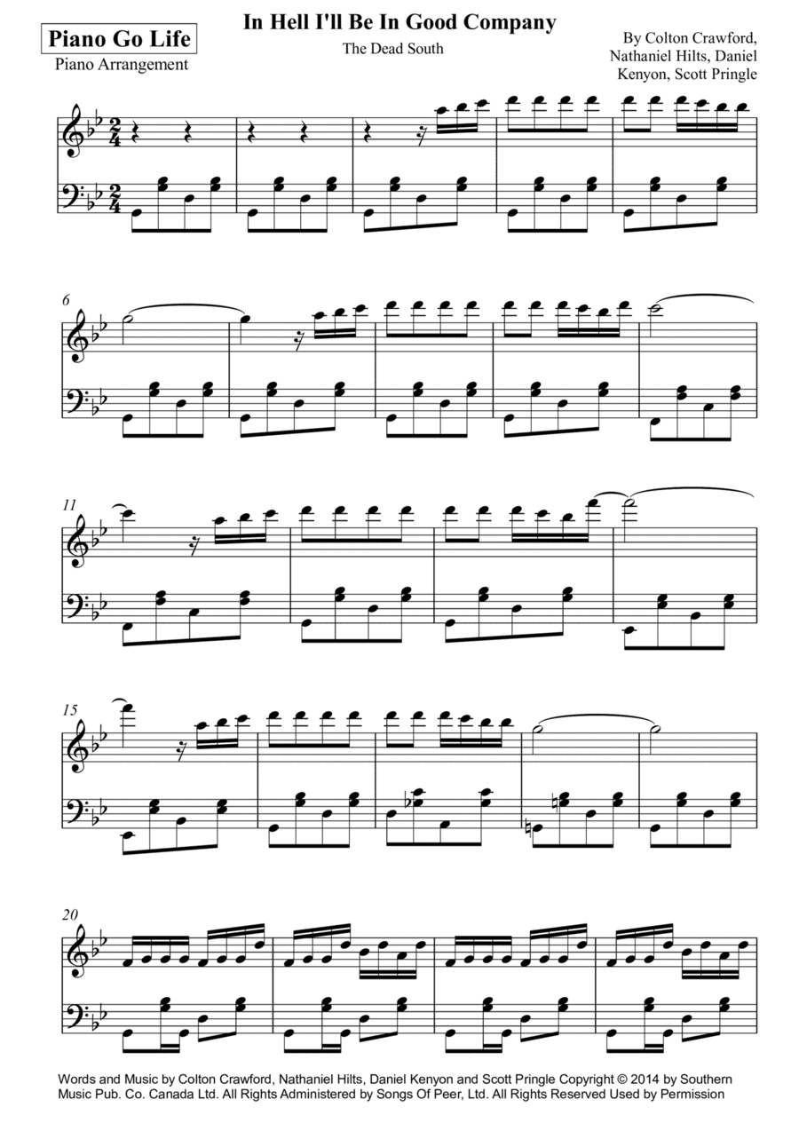 In Hell I'll Be In Good Company (arr. Piano Go Life)