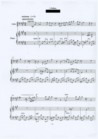 "l'Adieu" for Cello and Piano op. 2 No 11