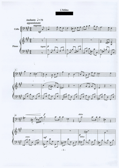 "l'Adieu" for Cello and Piano op. 2 No 11