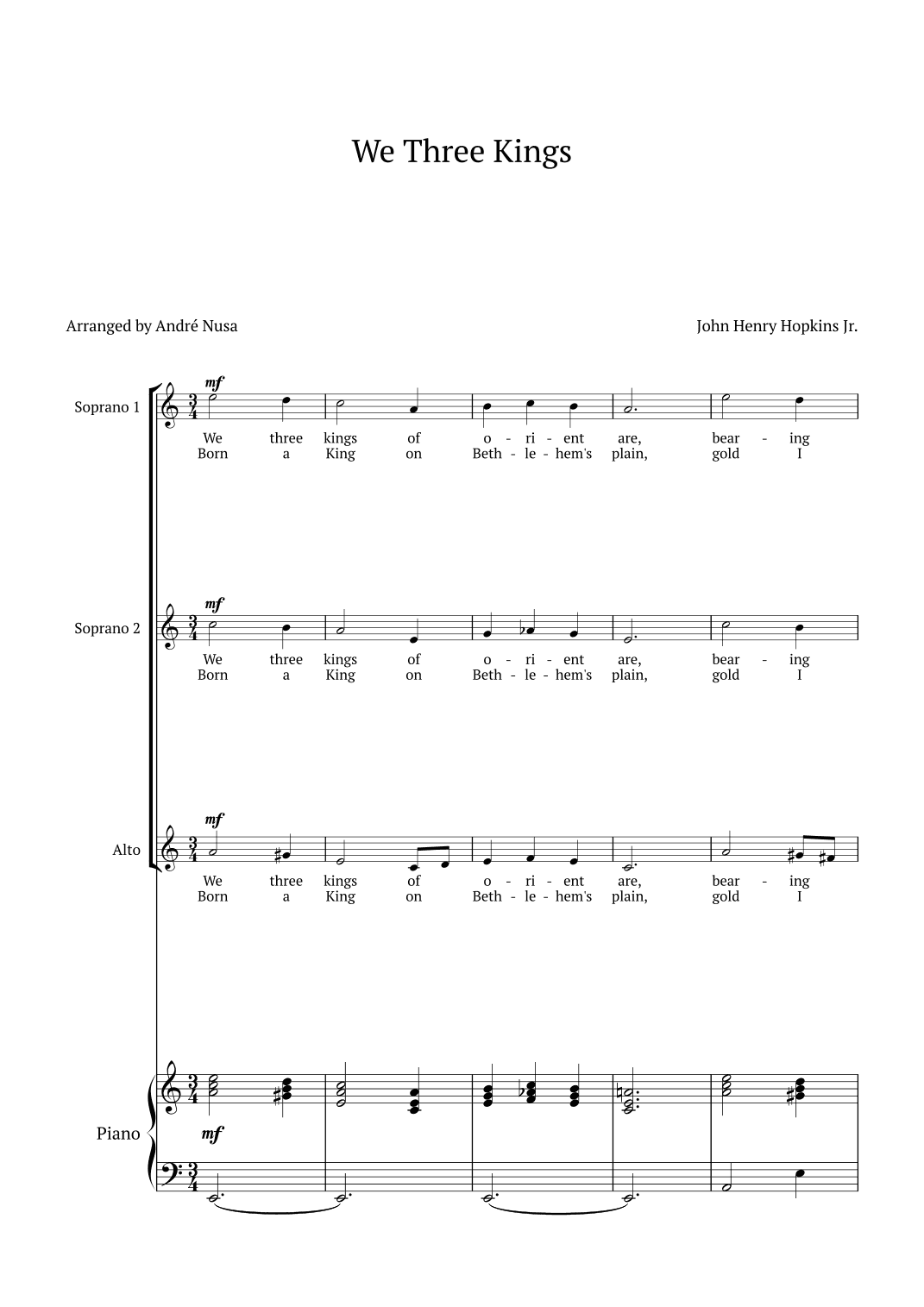 We Three Kings (arr. André Nusa)