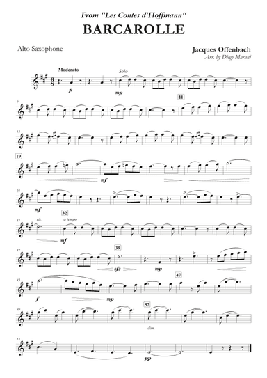 Offenbach's Barcarolle for Saxophone Quartet (arr. Diego Marani)