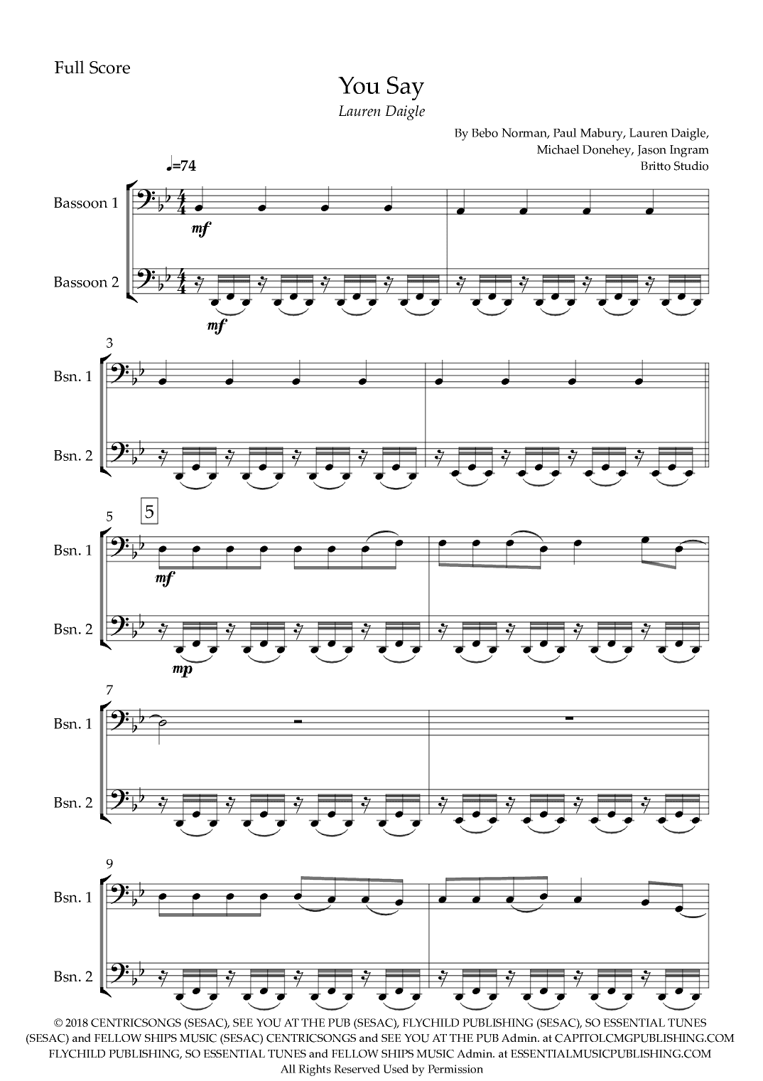 You Say (arr. Fabio Britto)