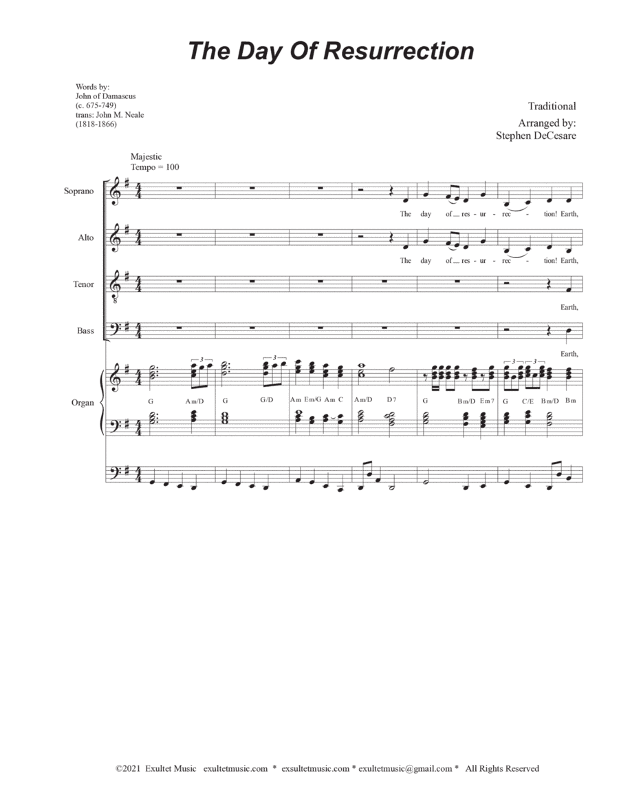 The Day Of Resurrection (Vocal Quartet (SATB) - Organ accompaniment) (arr. Stephen DeCesare)