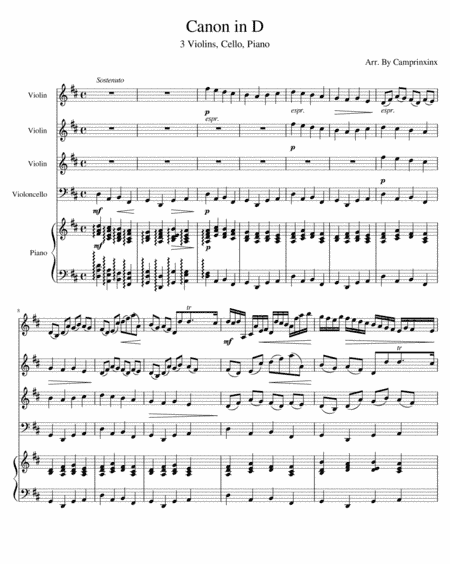 Canon In D Violin Cello Piano (arr. camprinxinx)