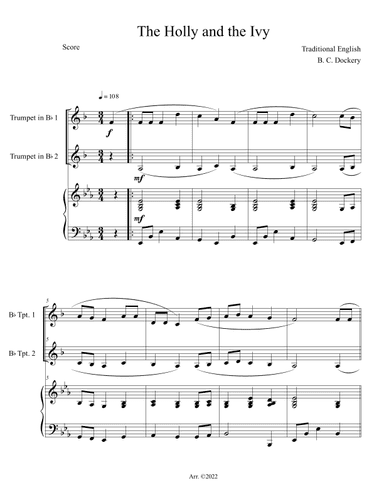 The Holly and the Ivy (Trumpet Duet with Piano Accompaniment) (arr. B. C. Dockery)