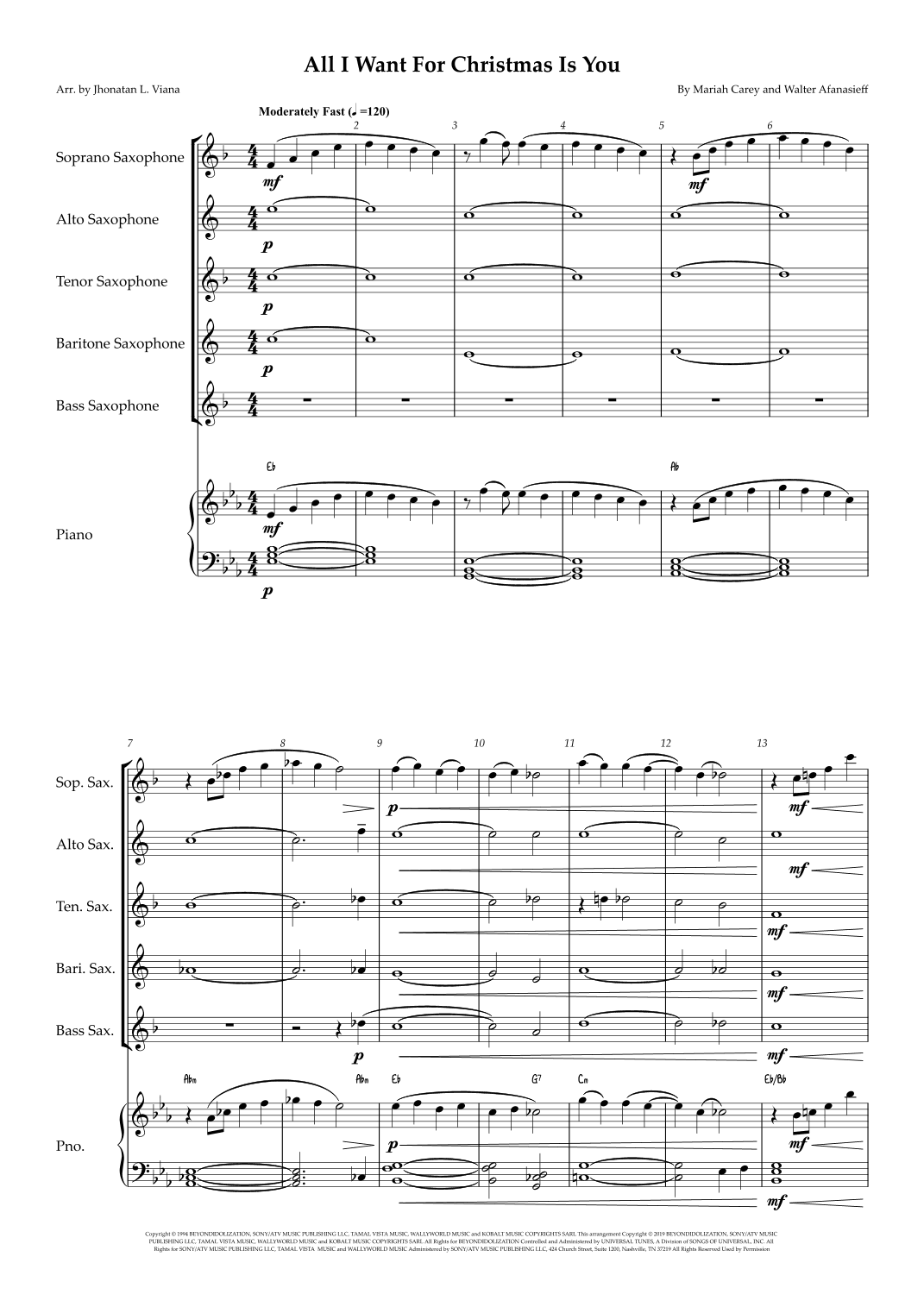 All I Want For Christmas Is You (arr. Jhonatan Lucio Viana)