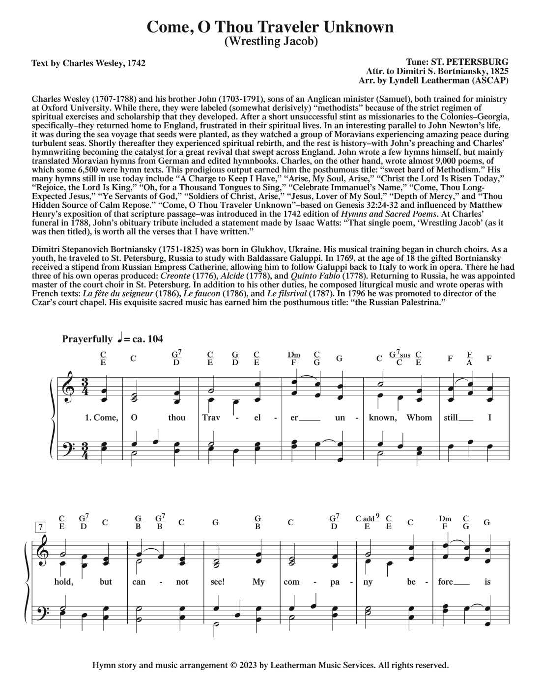 Come, O Thou Traveler Unknown (Wrestling Jacob) (arr. Lyndell Leatherman)