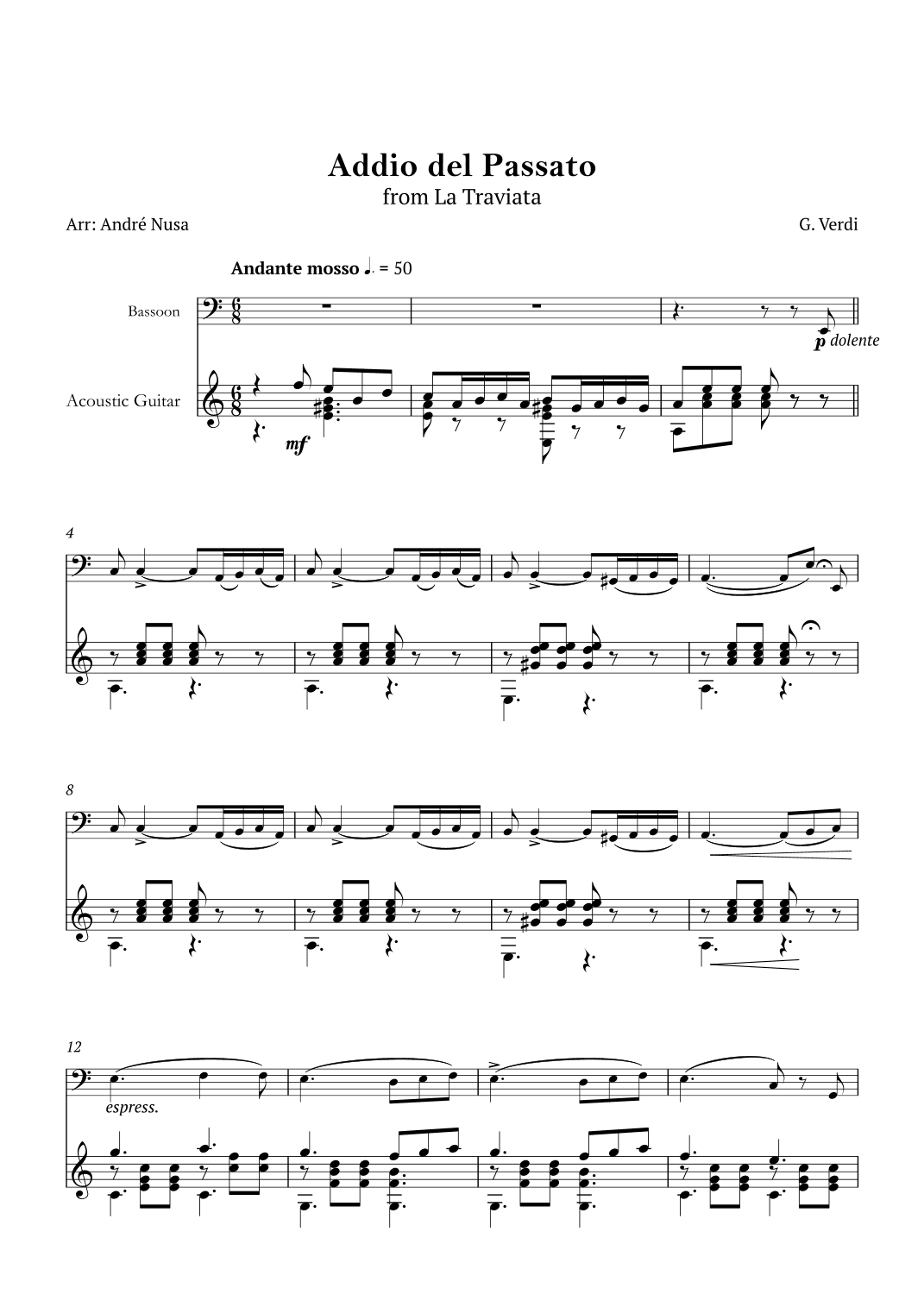 Addio del Passato (arr. André Nusa)