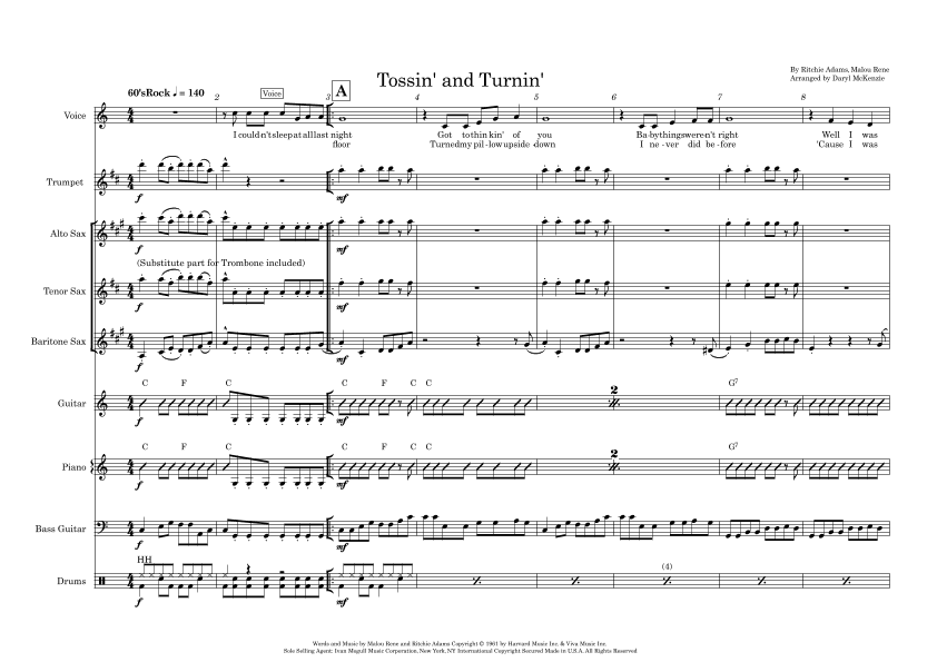 Tossin' And Turnin' (arr. Daryl McKenzie)