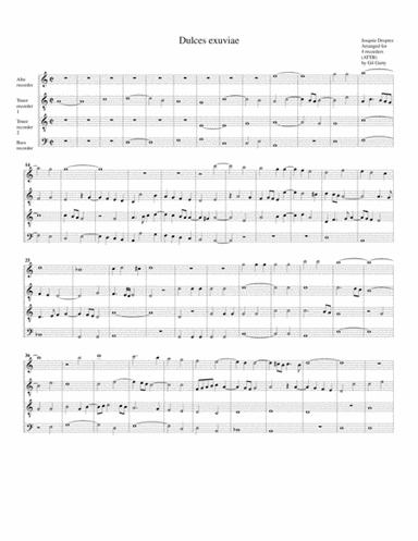 Dulces exuviae (arrangement for 4 recorders) (arr. Gil Garty)