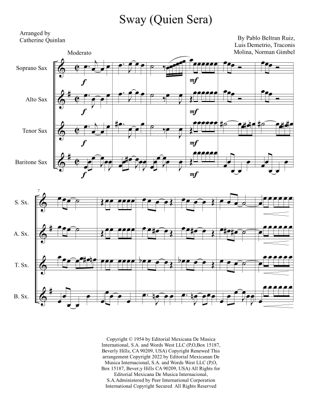 Sway (quien Sera) (arr. Catherine Quinlan)