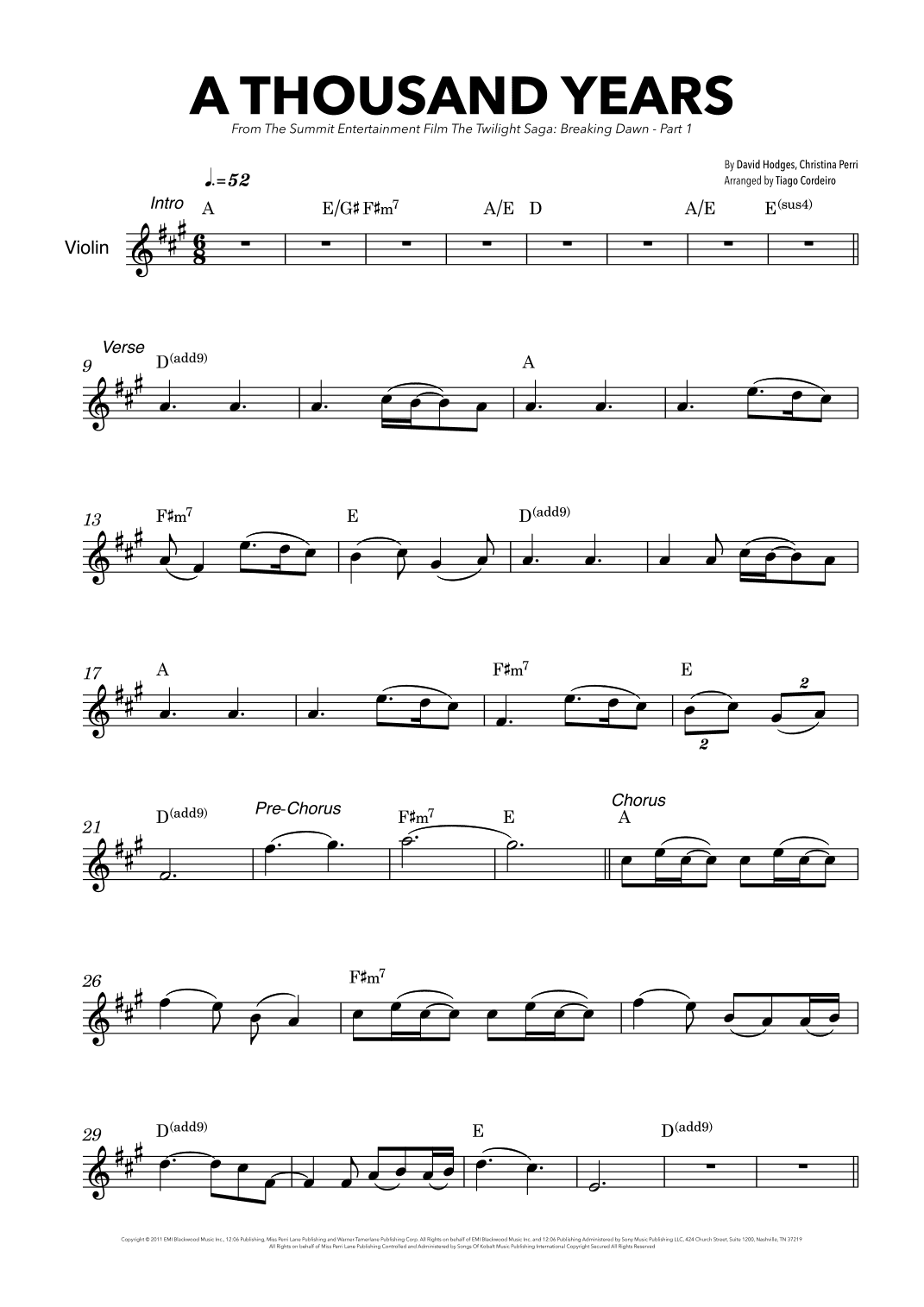 A Thousand Years (arr. Tiago Cordeiro)