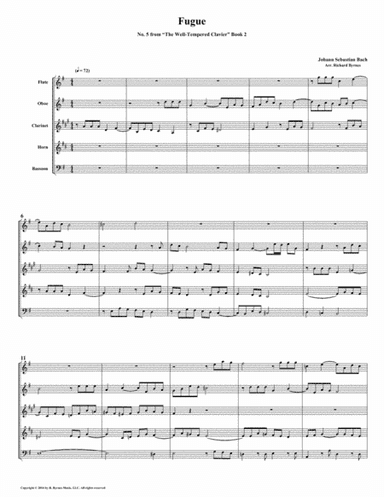 Fugue 05 from Well-Tempered Clavier, Book 2 (Woodwind Quintet) (arr. Richard Byrnes)