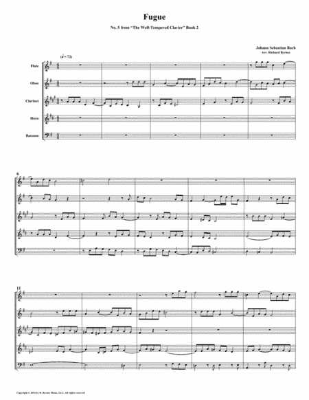 Fugue 05 from Well-Tempered Clavier, Book 2 (Woodwind Quintet) (arr. Richard Byrnes)