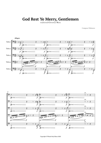 God Rest Ye Merry Gentlemen for Tuba Quintet (arr. Ander)
