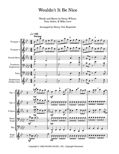 Wouldn't It Be Nice (arr. Henry Von Ruprecht)