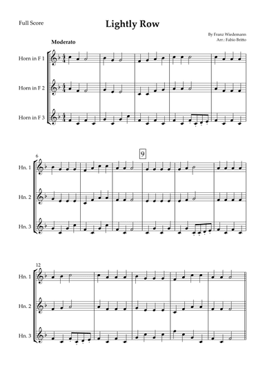 Lightly Row for Horn in F Trio (arr. Fabio Britto)