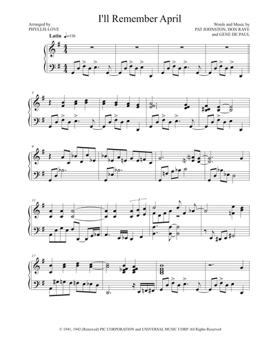 I'll Remember April (arr. Phyllis Love)