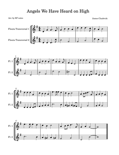Angels We Have Heard on High (arr. RF notes)