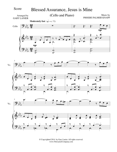 BLESSED ASSURANCE (Cello/Piano and Cello Part) (arr. Gary Lanier)