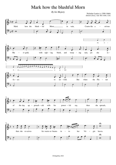 Mark how the blushful morn (The Marigold) (arr. Early Music Scores)