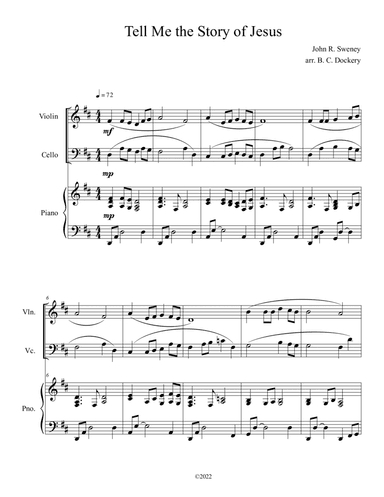 Tell Me the Story of Jesus (Violin and Cello Duet with Piano Accompaniment) (arr. B. C. Dockery)
