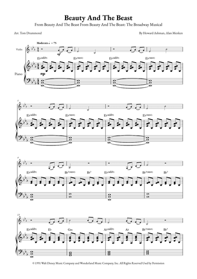 Beauty And The Beast (arr. Tom Drummond)