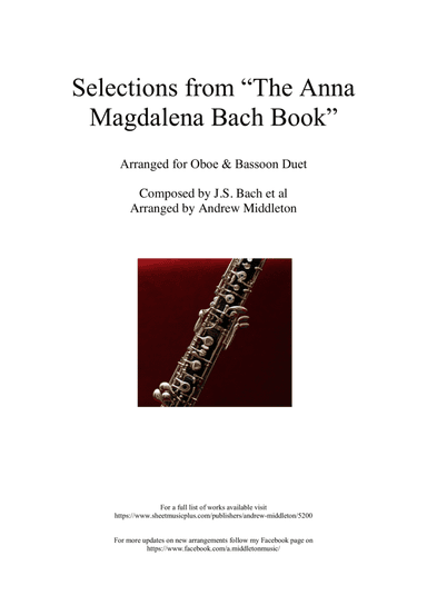Selections from The Anna Magdalena Bach Book arranged for Oboe & Bassoon Duet (arr. Andrew Middleton)