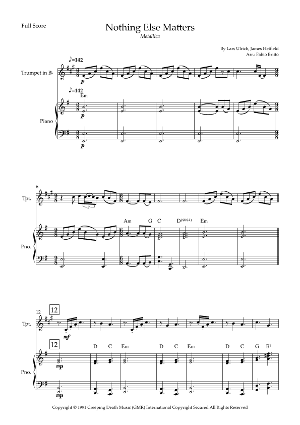 Nothing Else Matters (arr. Fabio Britto)